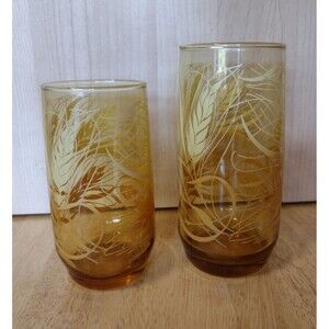 Vintage Libbey Golden Wheat Glasses Set of 2 - 5” & 6"  1960's 1970’s MCM, EUC!